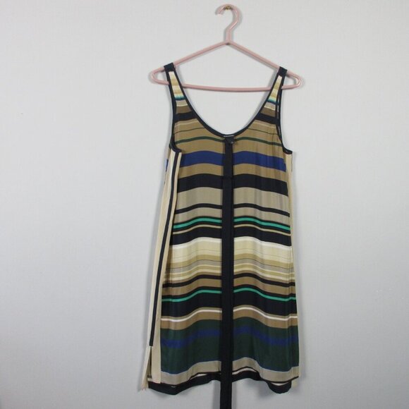 Club Monaco Dresses & Skirts - Club Monaco 100% Silk Dress 4 Striped Scoop Neck Sleeveless Casual Party 92